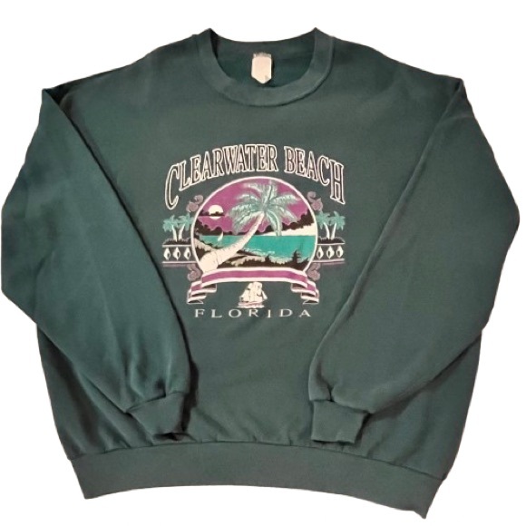 Russel Athletic- Clearwater Beach Florida Retro Oversized Crewneck Sweatshirt - Picture 1 of 4